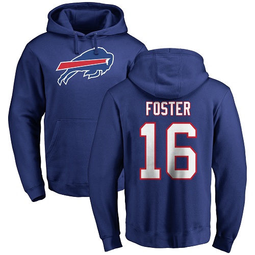 Men NFL Buffalo Bills #16 Robert Foster Royal Blue Name and Number Logo Pullover Hoodie Sweatshirt